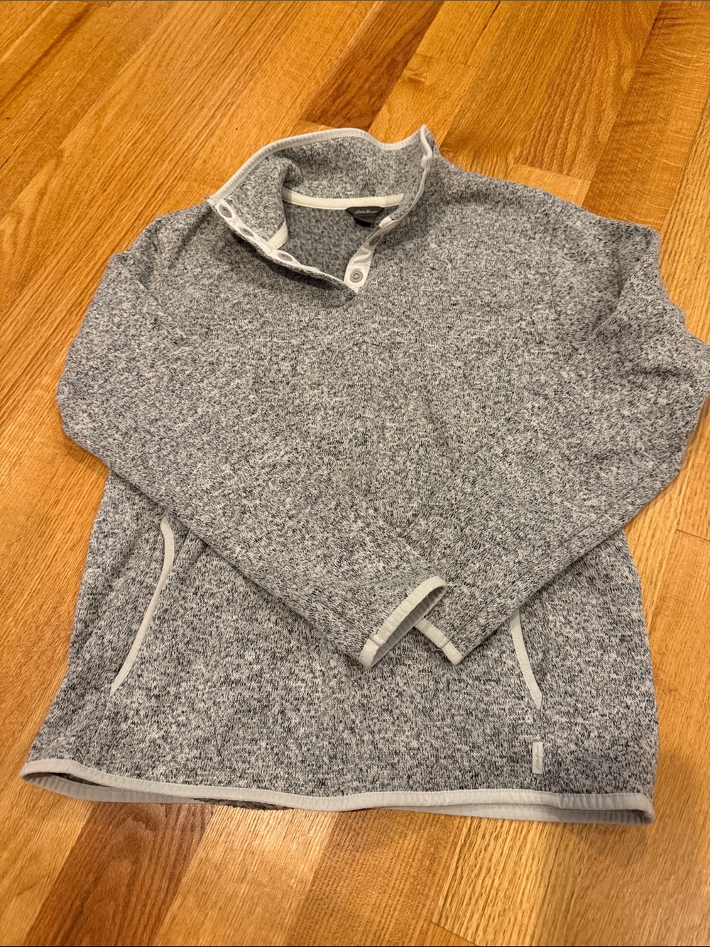 Eddie Bauer Heather Gray Quarter-Snap Pullover